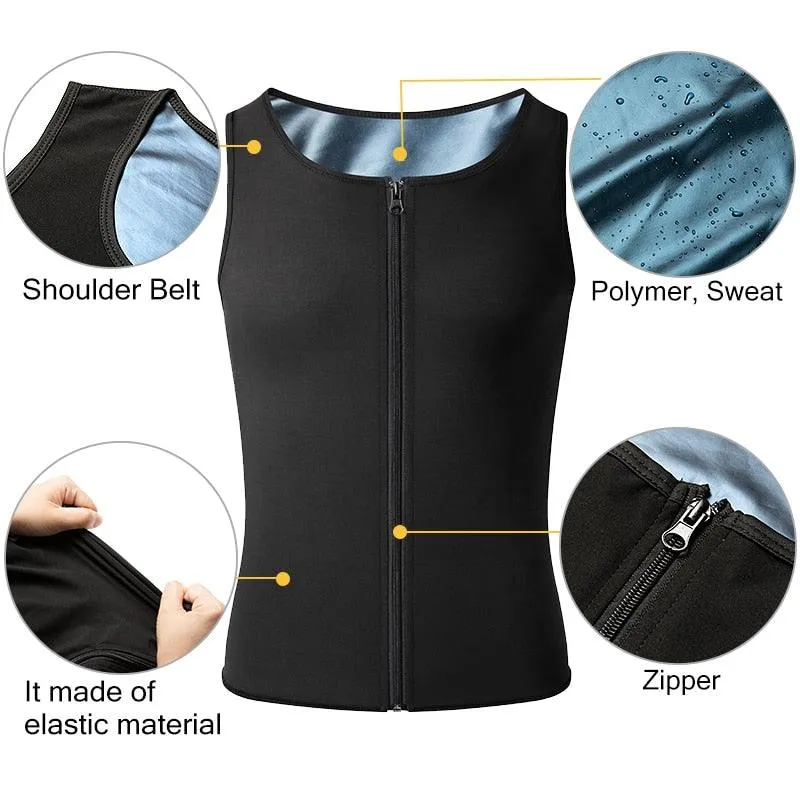 Men Waist Trainer Vest Neoprene Sauna Heat Trapping Suit Corset Mens Body Shaper Zipper Tank Top Weight Loss Workout Shirt(FHM1)(1U101)(1U9)(F101)