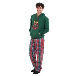 Men Winter Pajama Set Oh Deer Hoodie   Red x Green Checkered Pants