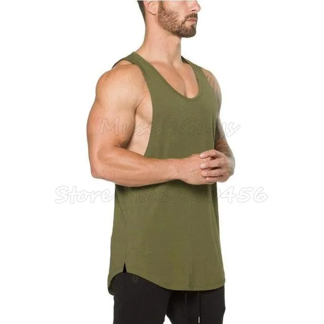 Men's Fitness Stringer Tank Top Vest - Sportswear Undershirt (TM7)