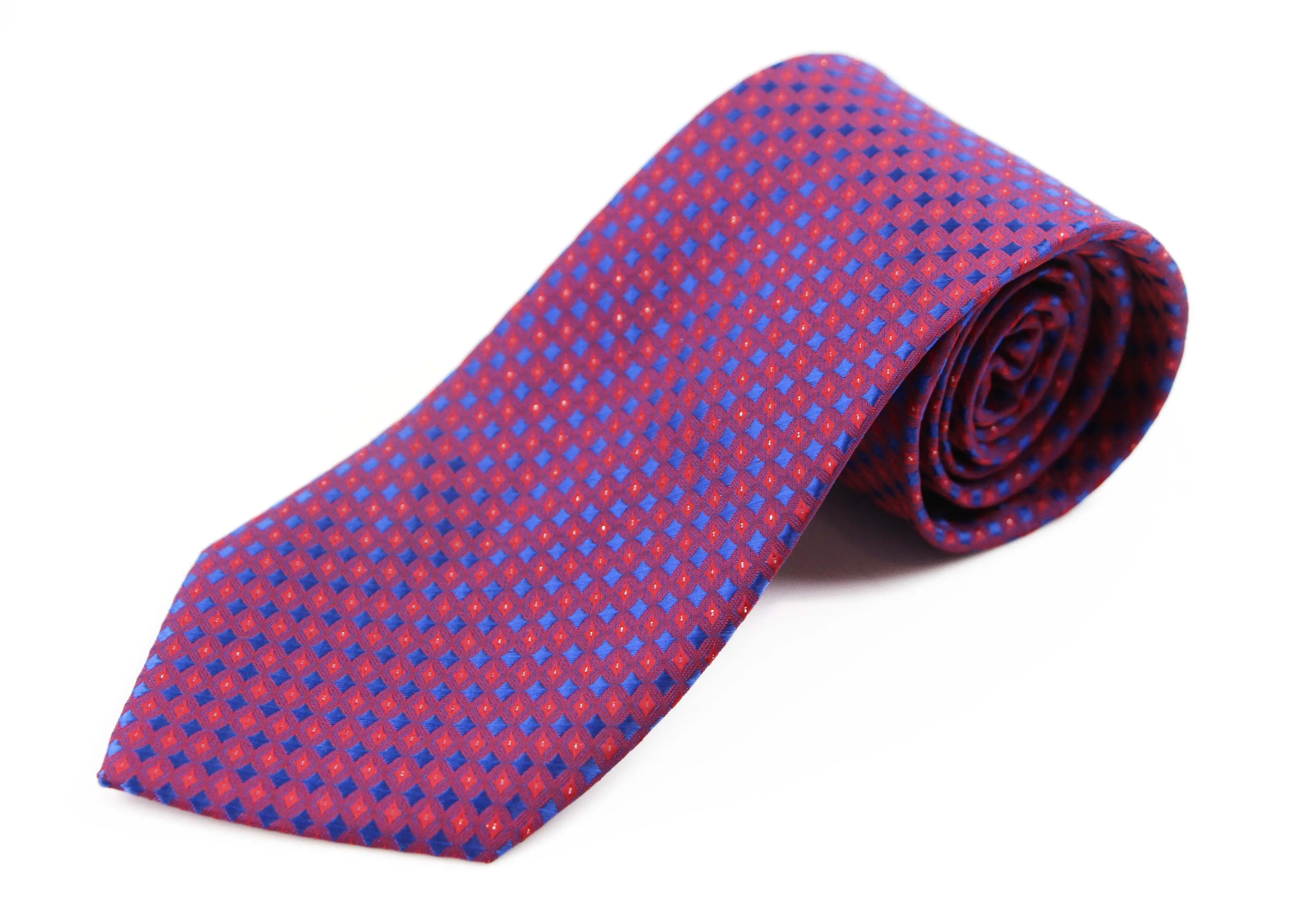 Mens Red Patterned 8cm Neck Tie