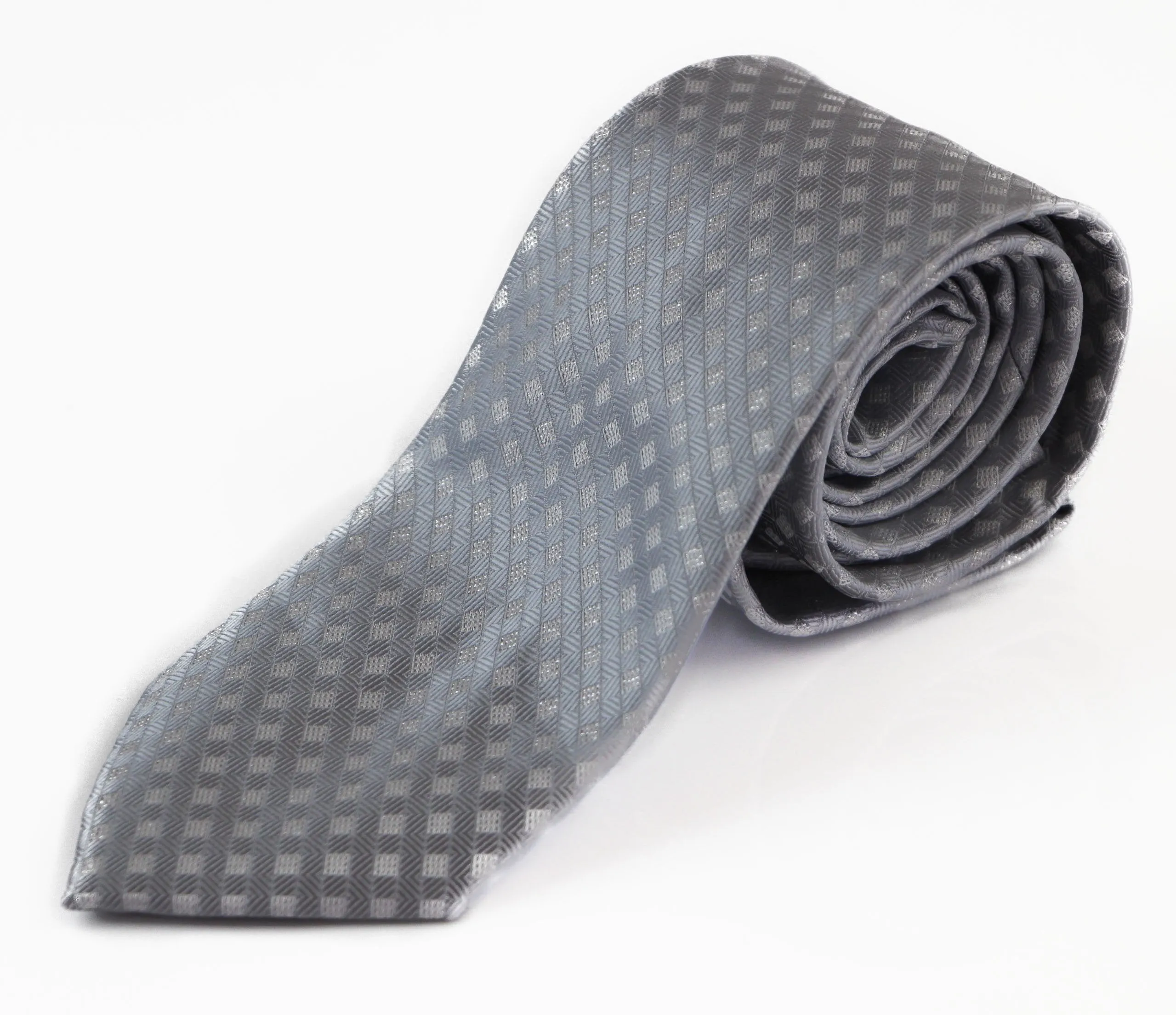 Mens Silver Tinsel Striped Patterned 8cm Tie