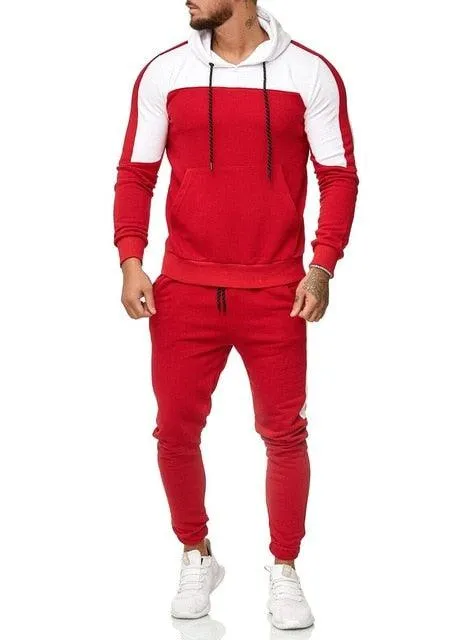 Men's Tracksuit Jogging Suit - Side Stripe Hoodies Set - Work Out Clothes Jogger Set Gym Clothing (TM9)(F101)