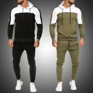 Men's Tracksuit Jogging Suit - Side Stripe Hoodies Set - Work Out Clothes Jogger Set Gym Clothing (TM9)(F101)