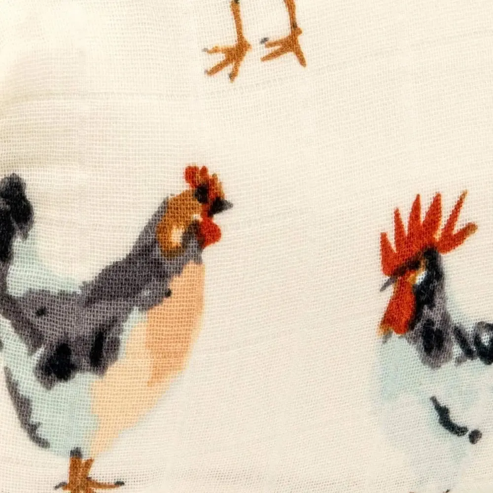 Milkbarn Chicken Print Organic Muslin Crib Sheet