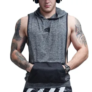 Muscle Cut Stringer Tank Top Sleeveless Hoodie