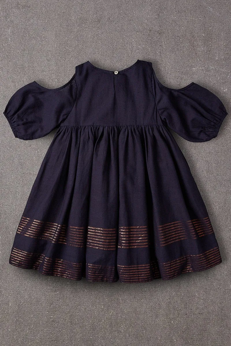 Nellystella Vanessa Girls Dress - Navy/Copper