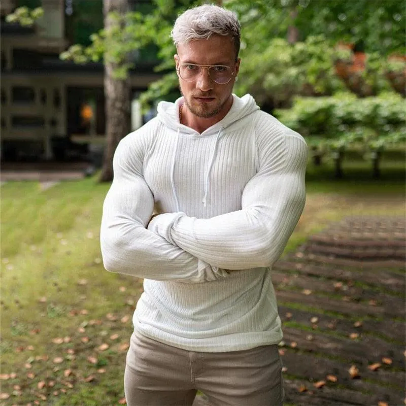 New Fashion Men's Hooded T-shirt - Slim Fit Sweaters Knittwear Mens Long Sleeve Pullovers  (TM5)(CC1)(1U100)(TM7)(1U101)(1U100)