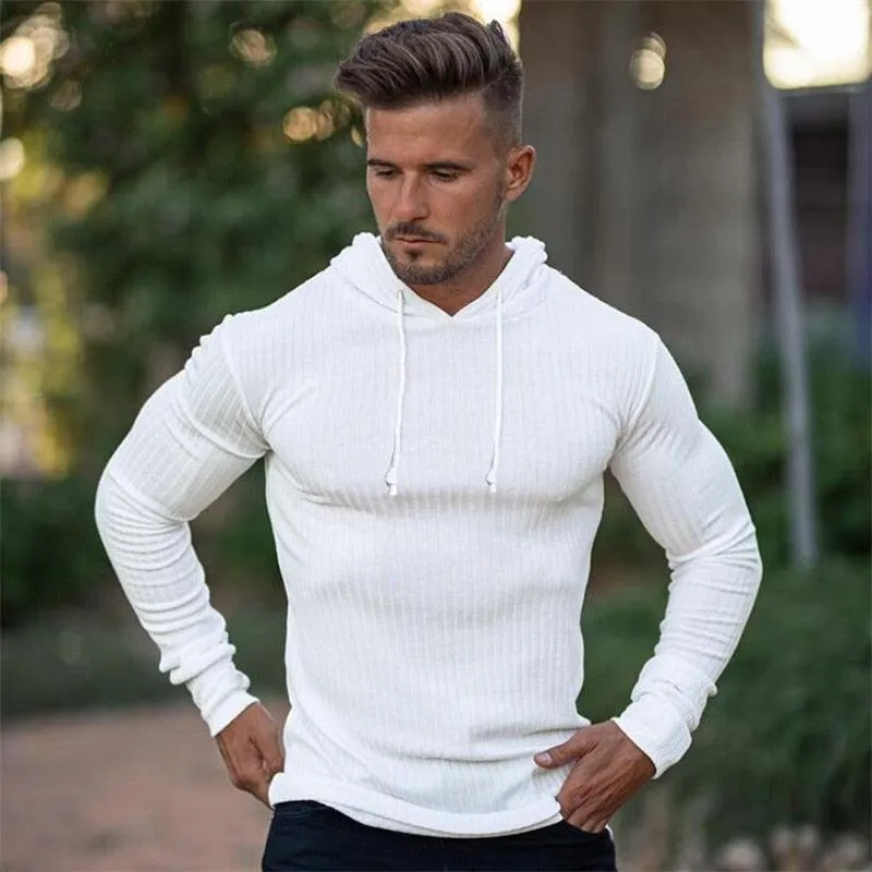 New Fashion Men's Hooded T-shirt - Slim Fit Sweaters Knittwear Mens Long Sleeve Pullovers  (TM5)(CC1)(1U100)(TM7)(1U101)(1U100)