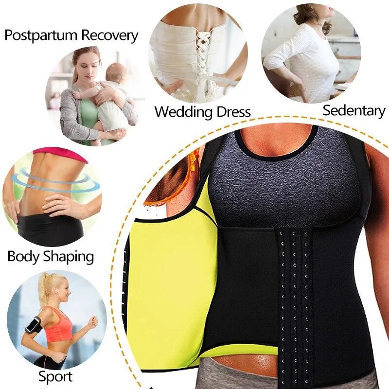 New Slim Women Neoprene Sweat Waist Trainer Corset -Trimmer Vest - Weight Loss - Sauna Tank Top Shaper Slimmer Fajas Shapewear Corset (FH)(FHW1)(1U31)(1U24)