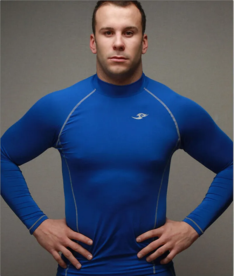 Newest fitness men long sleeve exercise Casual t shirt men thermal muscle bodybuilding compression tights shirt