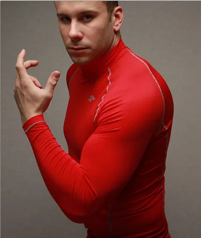 Newest fitness men long sleeve exercise Casual t shirt men thermal muscle bodybuilding compression tights shirt