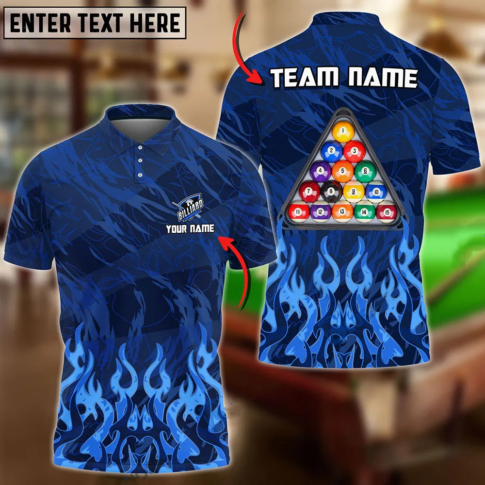 Personalized Name Team Billiards Ball 8 Inner Flame Multicolor Option Polo Shirt, Gift for Billiard Lovers