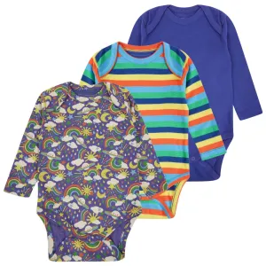 Piccalilly Rainbow Weather Baby Bodysuits 3 Pack