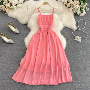 Pink chiffon short dress A line fashion dress    S327