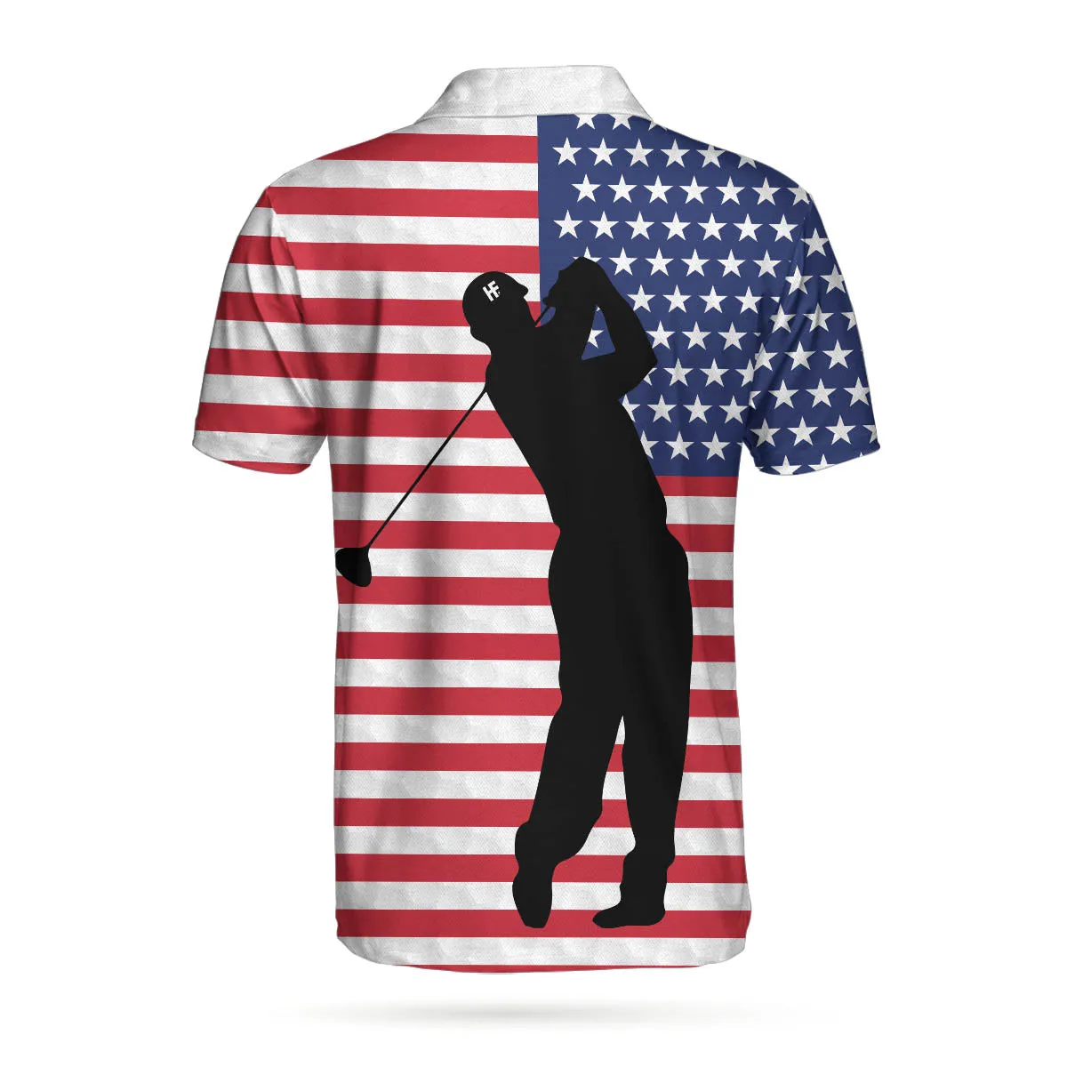 Premium American Golfer Polo Shirt, White Golf Pattern American Flag Polo Shirt, Best Golf Shirt For Men Coolspod