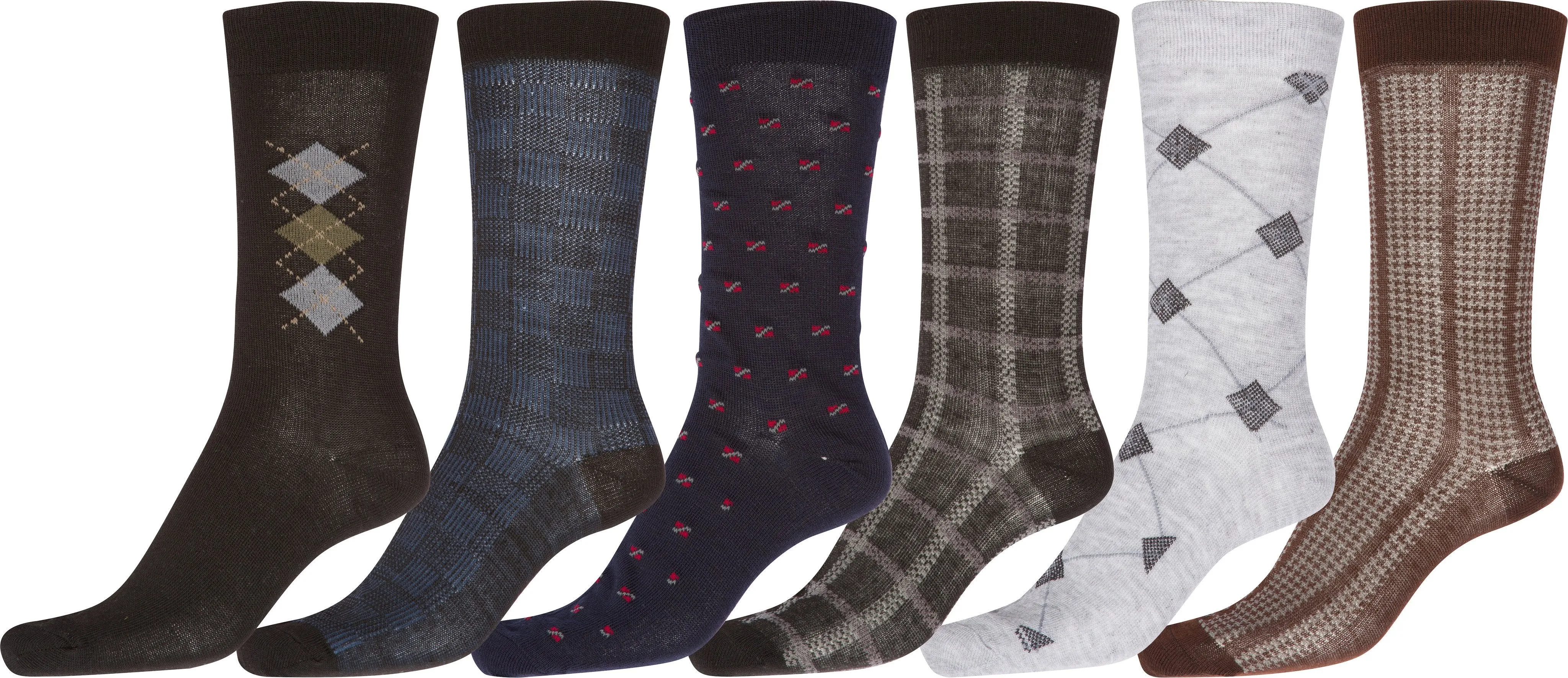 Sakkas Mens Pattern Dress Socks Value Assorted 6-Pack