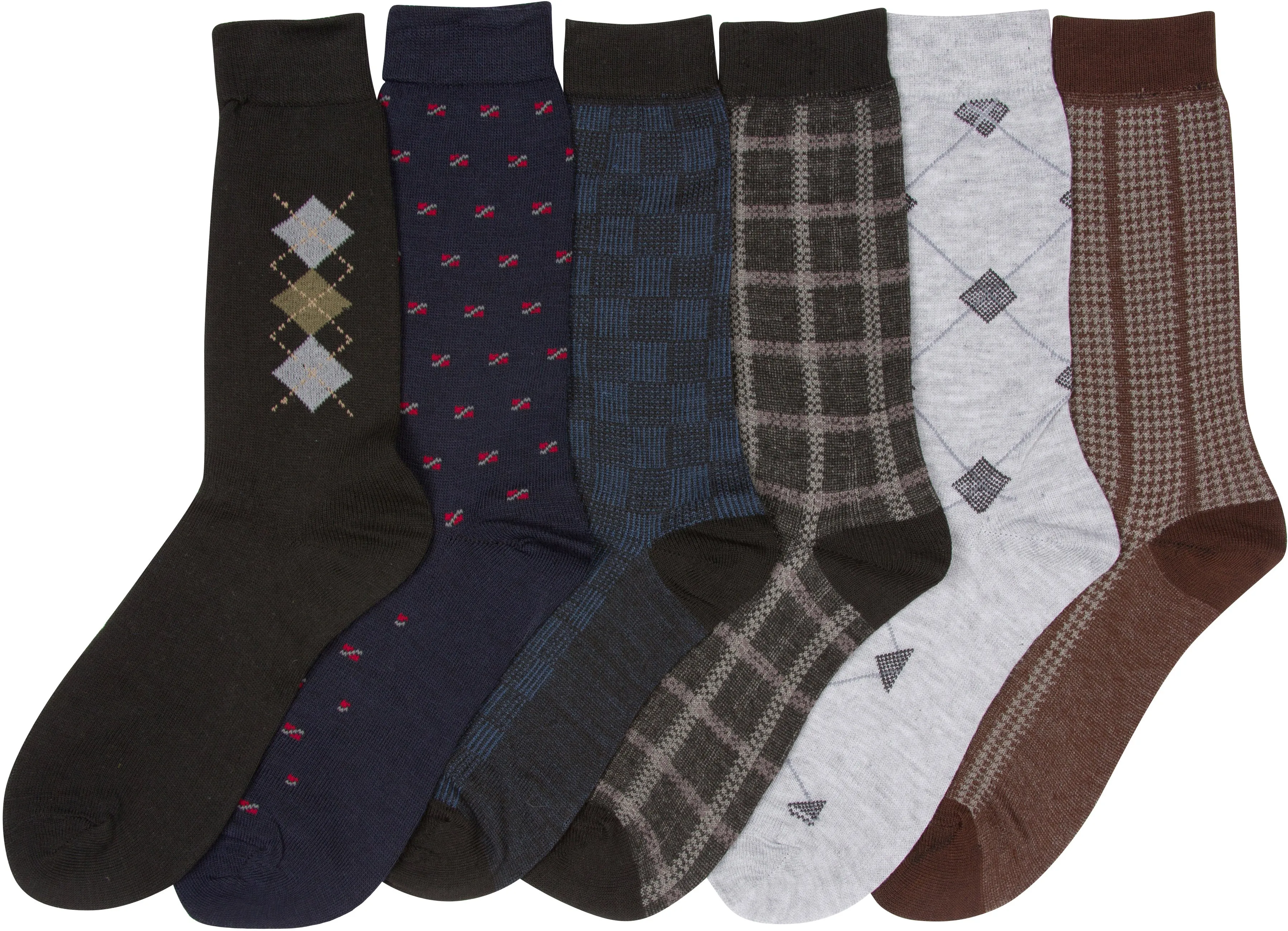 Sakkas Mens Pattern Dress Socks Value Assorted 6-Pack