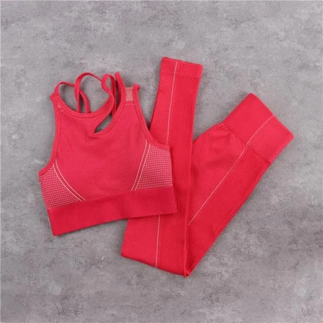 Sexy Women Casual Yoga Seamless Two Pieces Set - Tank Crop Top And Skinny Shorts - High Elastic Jogger Fitness Sporty Suit (2U24)(BAP)(TBL)