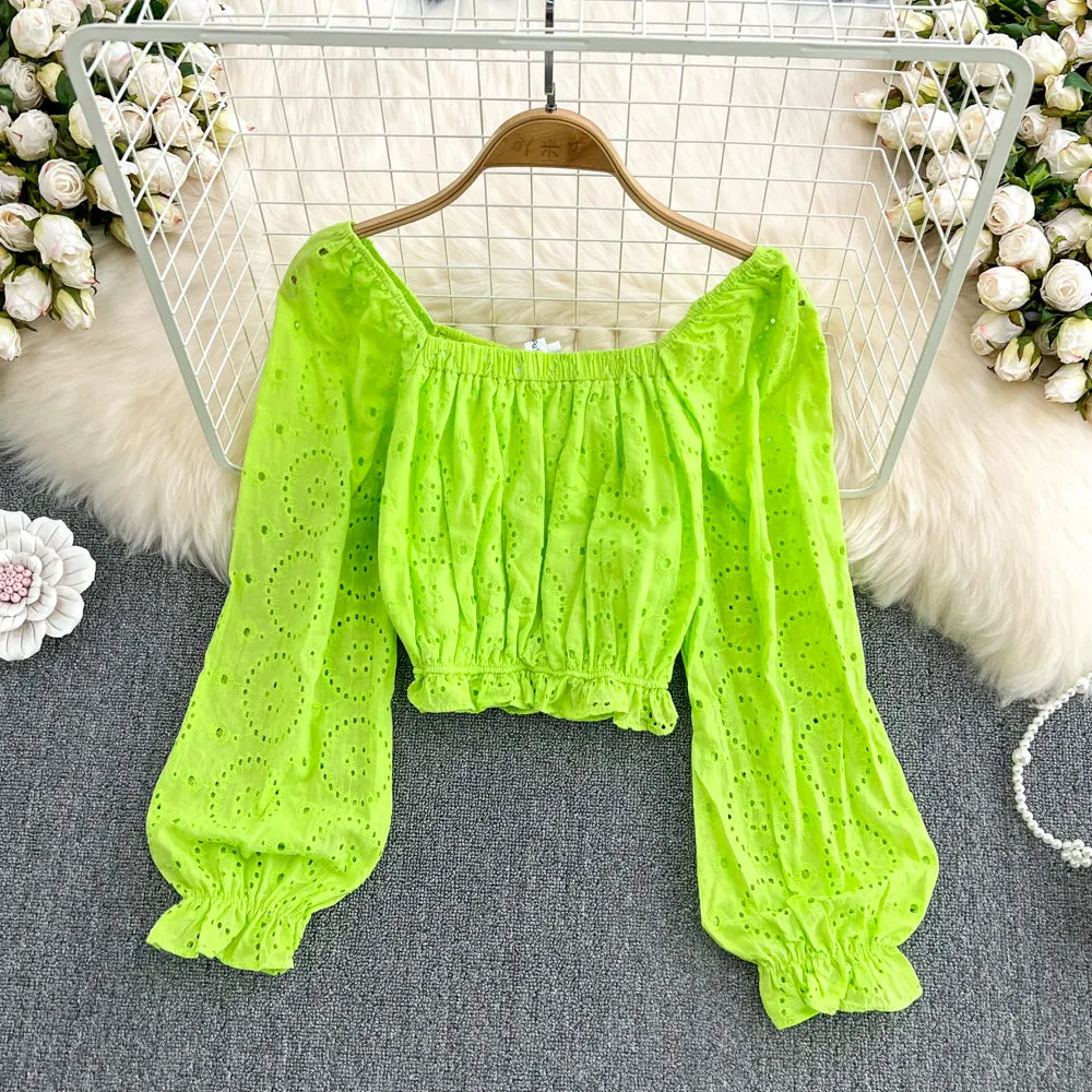 Simple Cutout Long Sleeve Top     S401