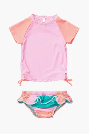 Snapper Rock Sunset Stripe Baby Ruffle Set