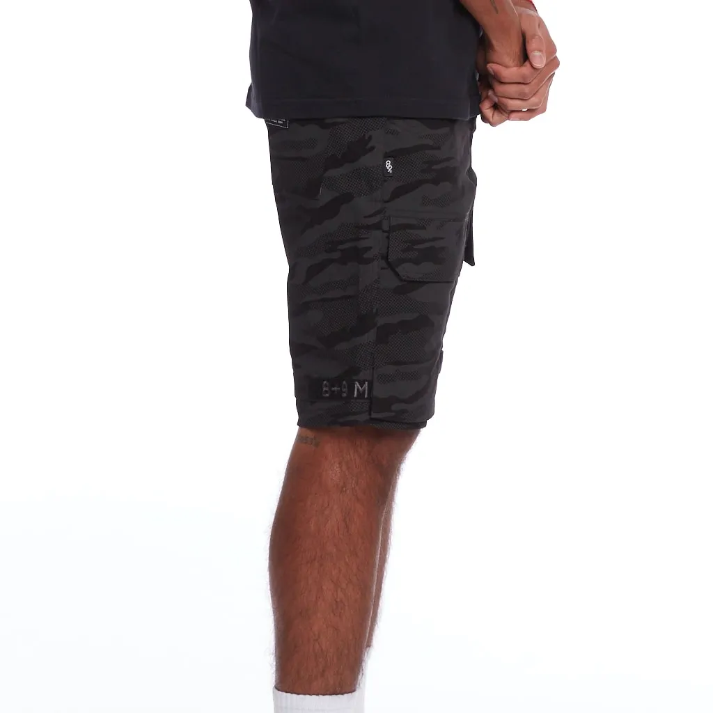 Strapped Up Slim Utility Shorts Black Camo