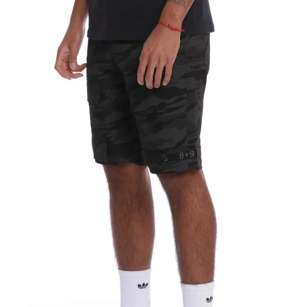 Strapped Up Slim Utility Shorts Black Camo