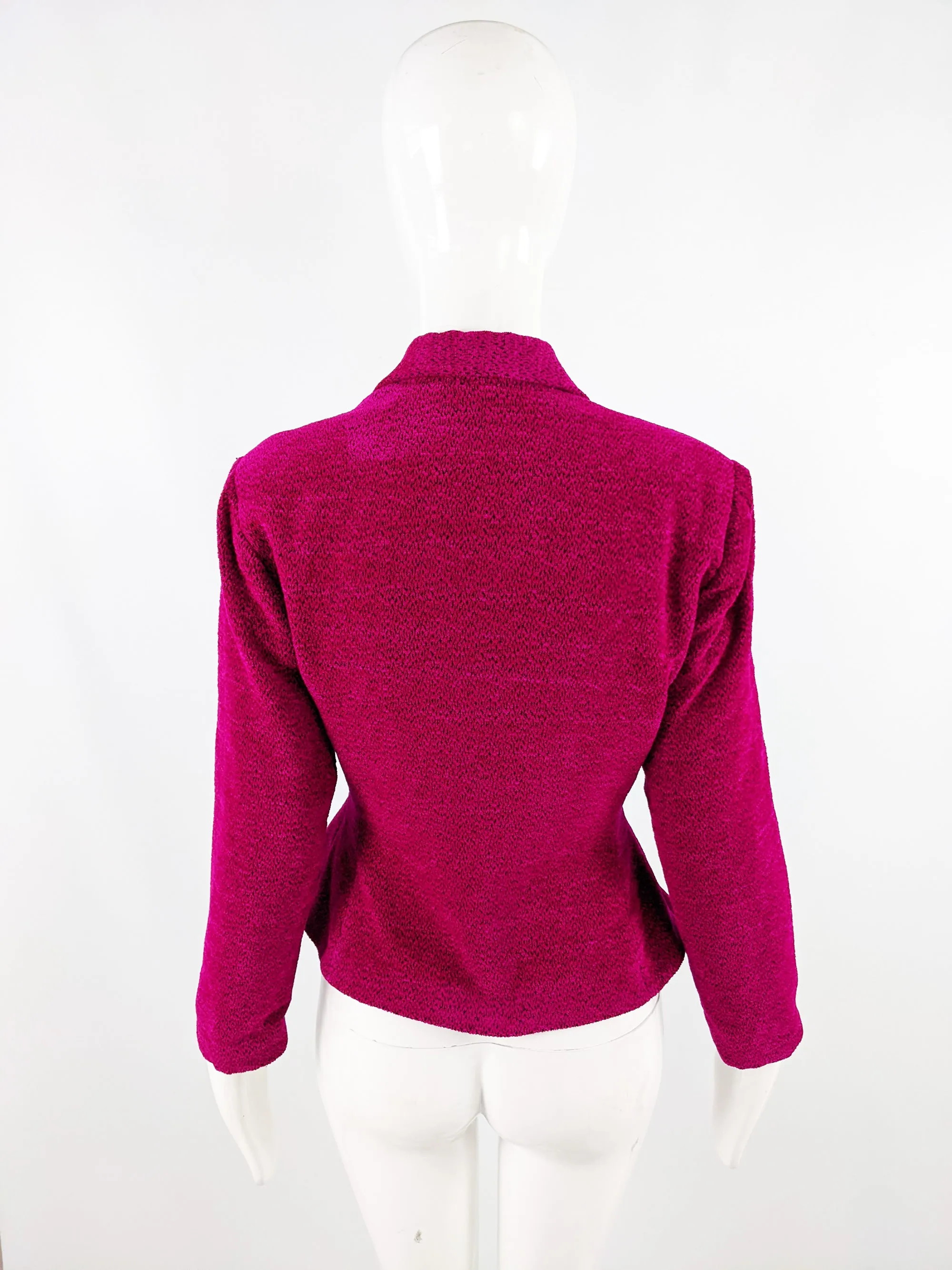 Superlove Vintage y2k Pink Textured Velvet Peplum Jacket, 1990s