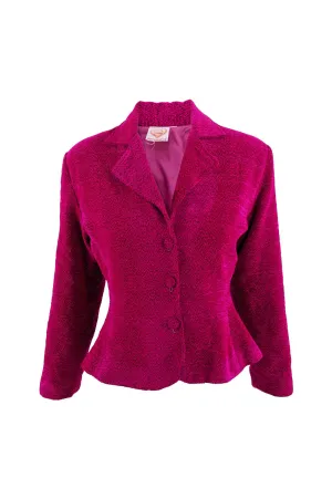 Superlove Vintage y2k Pink Textured Velvet Peplum Jacket, 1990s