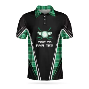 Time To Par Tee Black And Green Polo Shirt, Green Tartan Plaid Pattern Polo Shirt, Best Golf Shirt For Men Coolspod