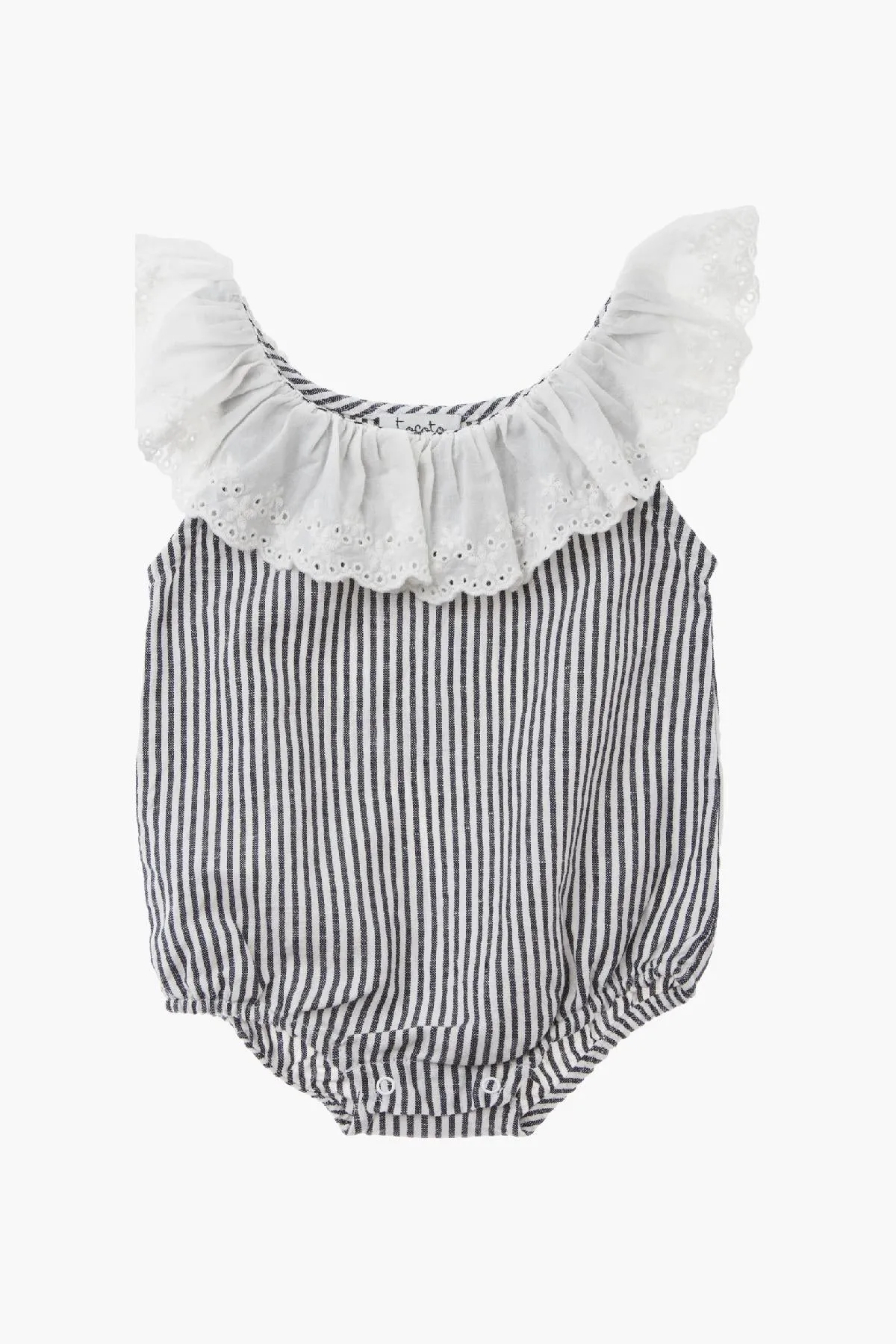 Tocoto Vintage Baby Girl Striped Romper With Bonnet (Size 12M left)