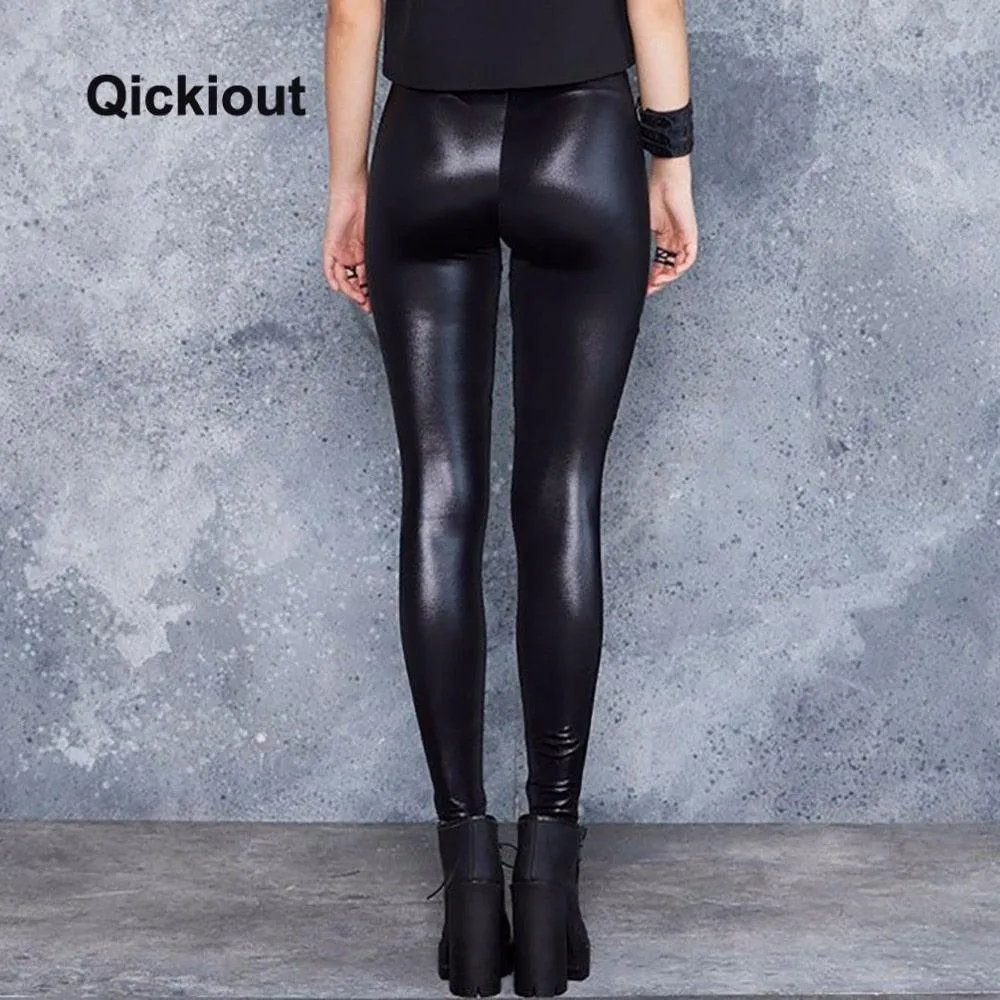 Trending Women High Waist Leggings Leather Pants - Sexy Costumes Stars Stitching Pants (TBL)