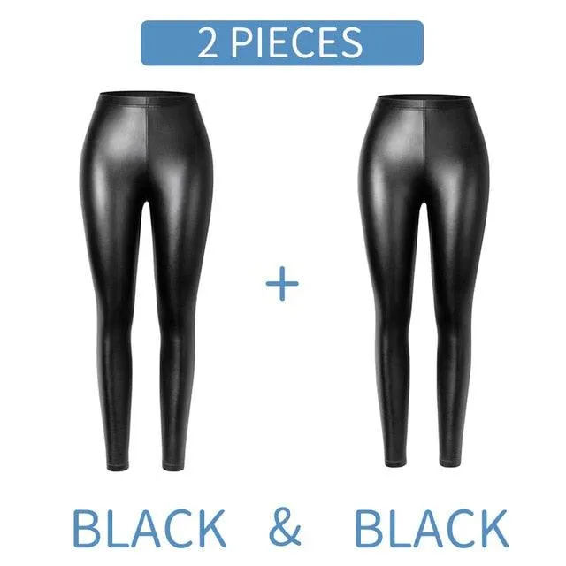 Trending Women's Sexy Faux Leather Leggings - Waterproof Sexy PU Leather Stretchy Push Up Pants (1U31)