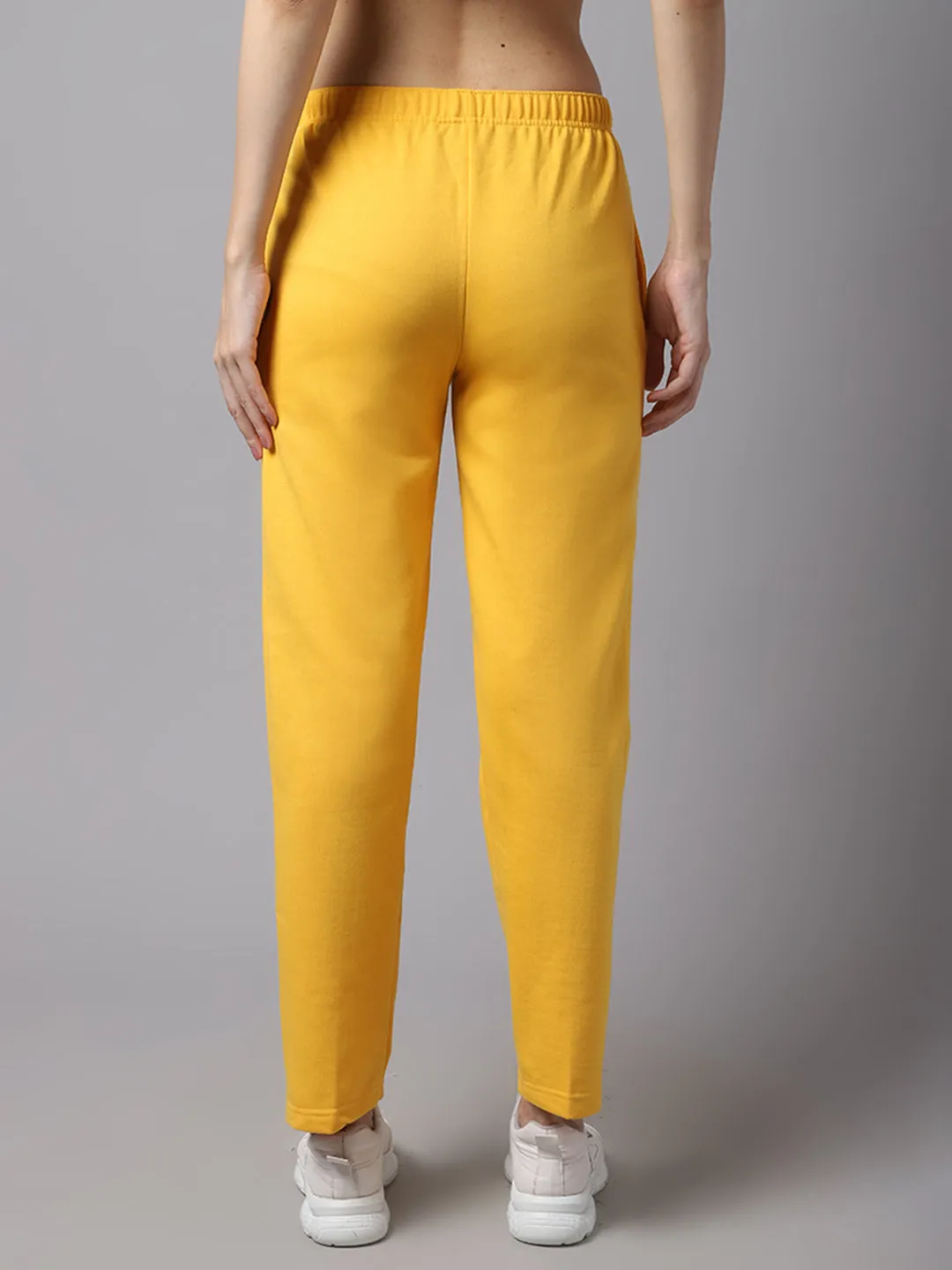 Vimal Jonney Fleece Regular-Fit Yellow Trackpant for Women