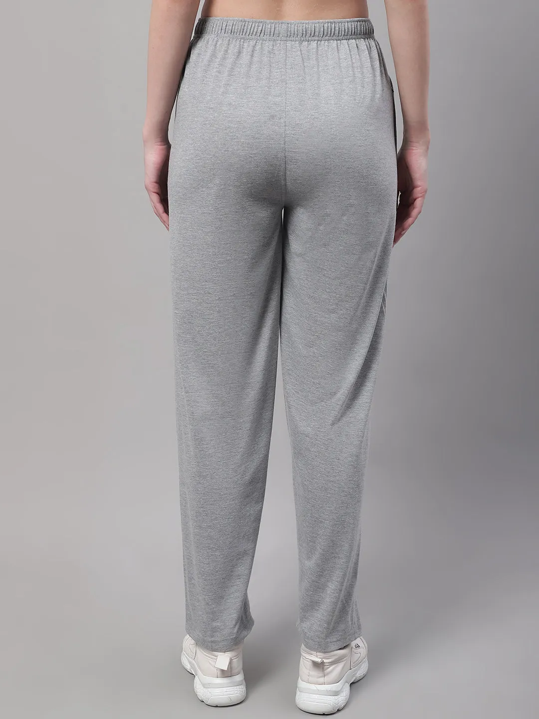 Vimal Jonney Grey Melange Regular fit Cotton Trackpant for Women(Zip On 1 Side Pocket)