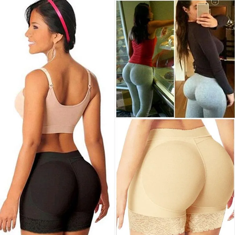 Women High Waist Lace Butt Lifter Body Shaper Tummy Control Panties Boyshort Pad Shorts Hip Enhancer Shapewear (FHW1)