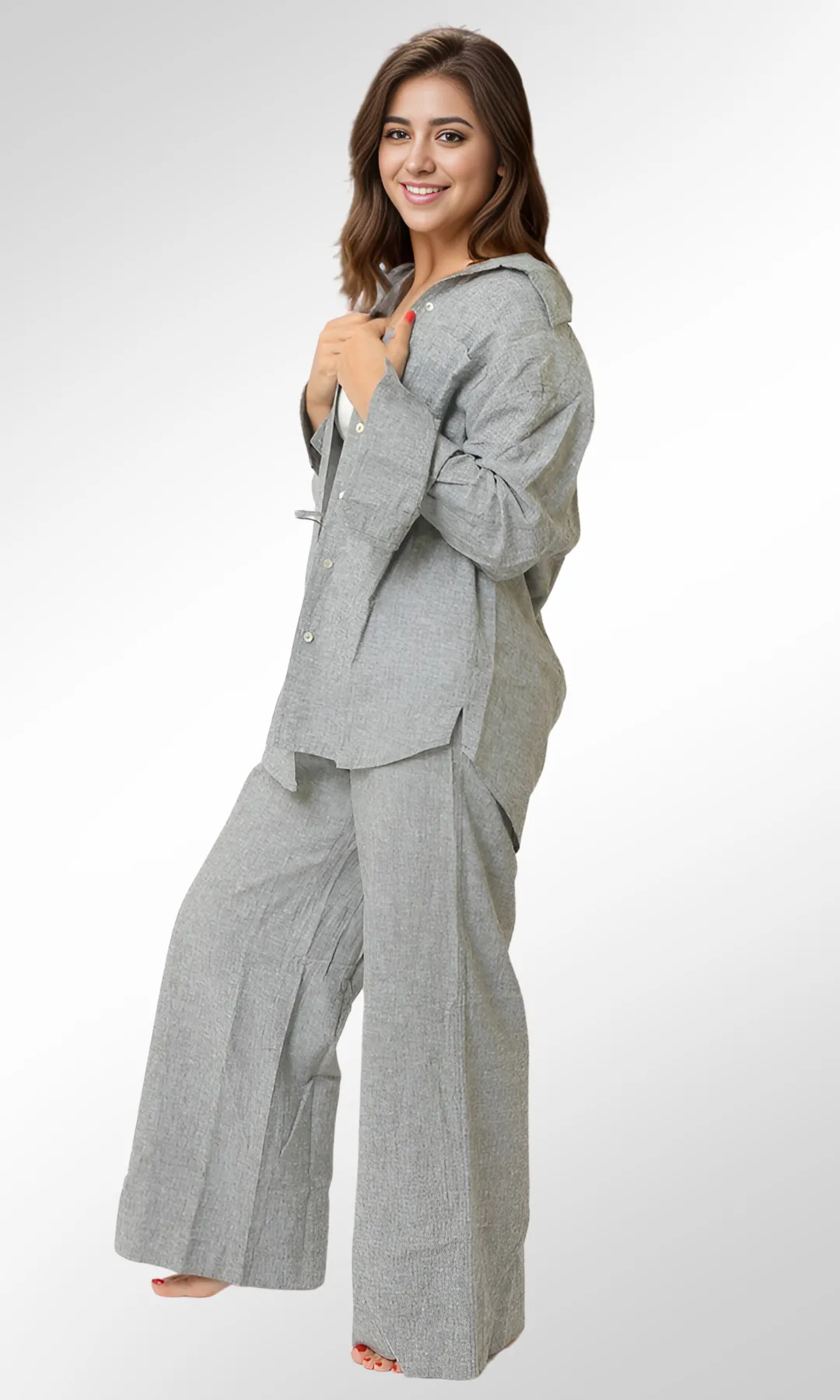 Women Linen Suit (Grey)