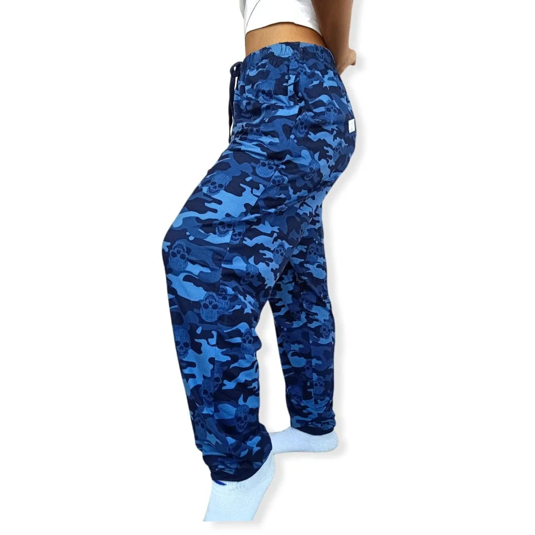 Women Pajama Pants - Blue x Skull Shape