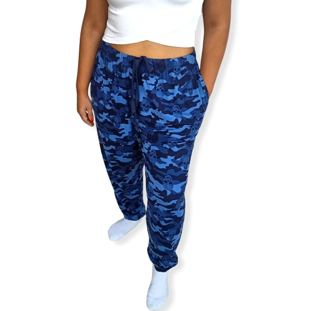 Women Pajama Pants - Blue x Skull Shape