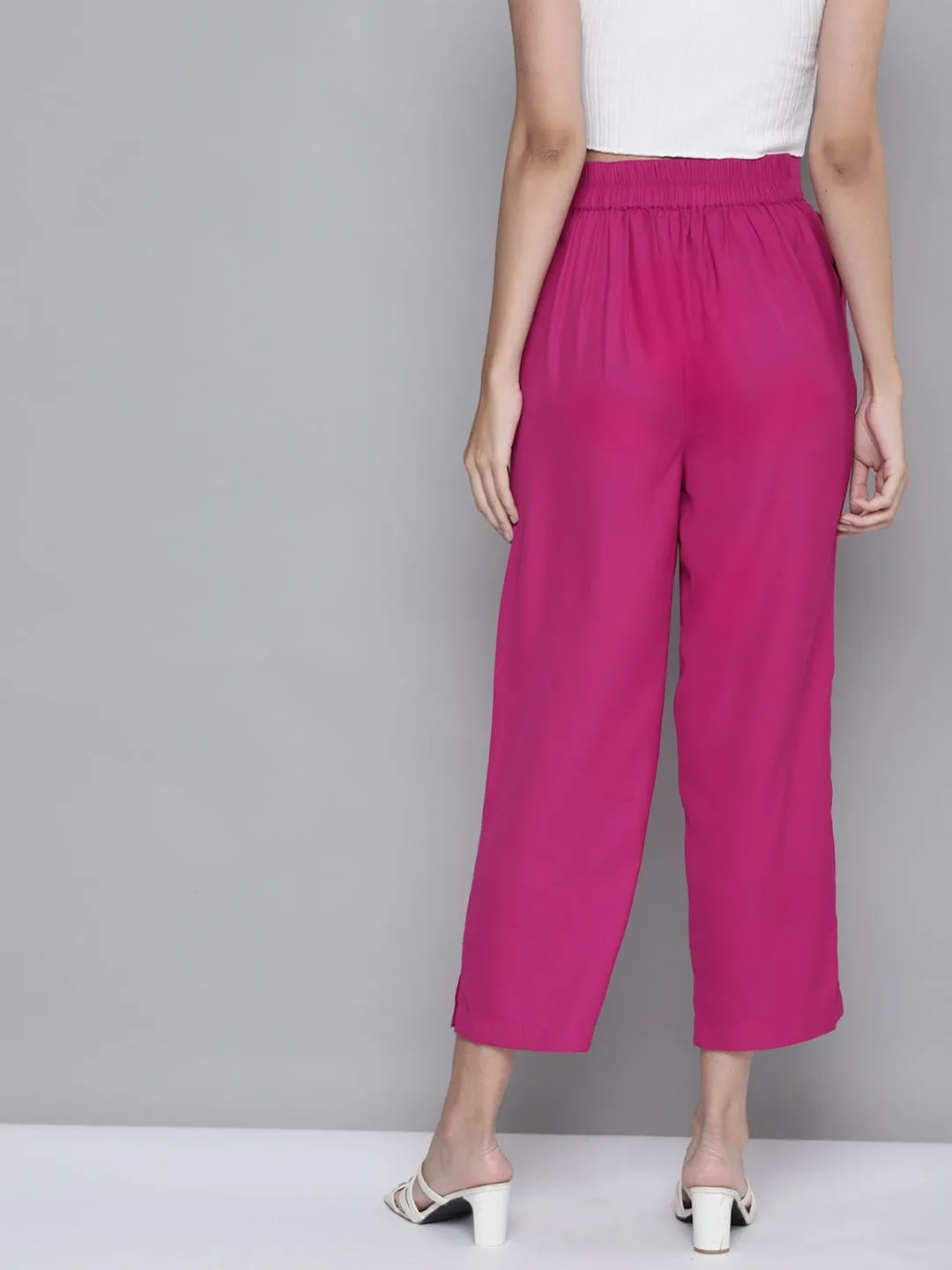 Women Pink Wrap Tapered Pants