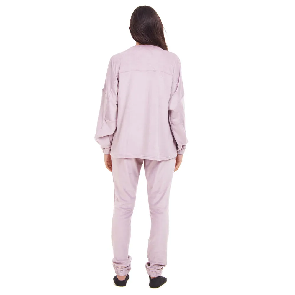 Women Winter Pajama Set Mauve Sweatshirt   Pants