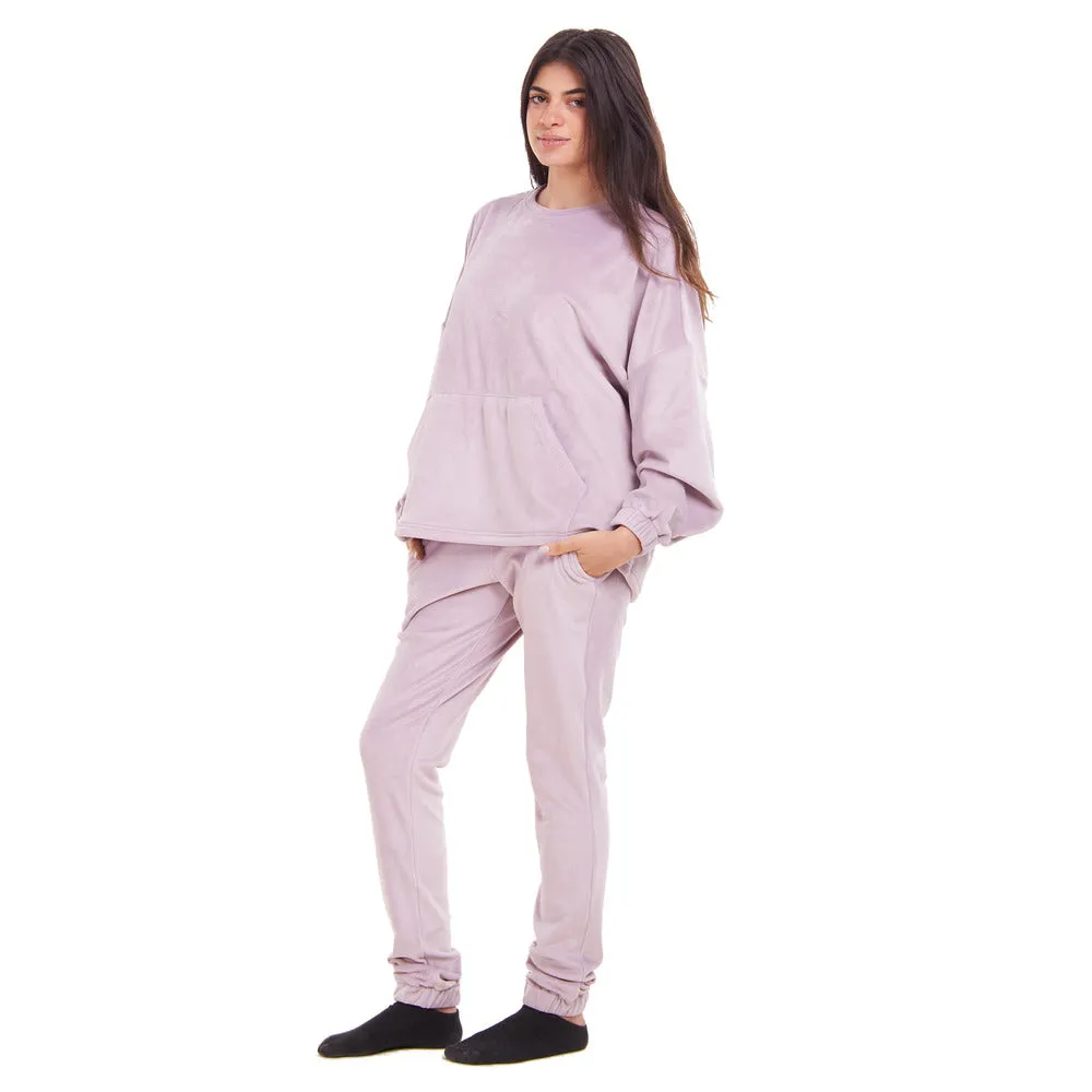 Women Winter Pajama Set Mauve Sweatshirt   Pants