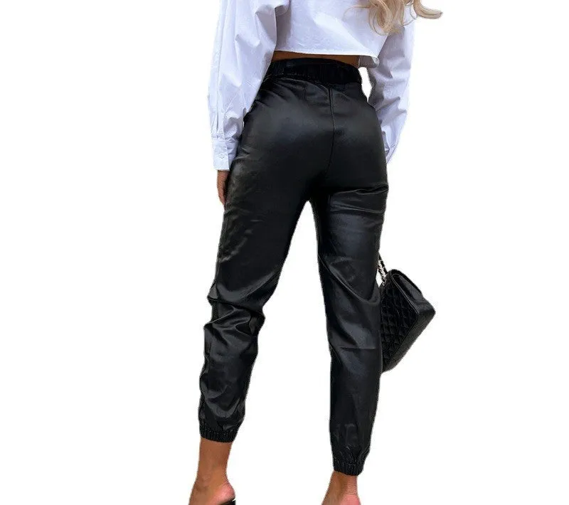 Women's Casual PU Length Leather Pants